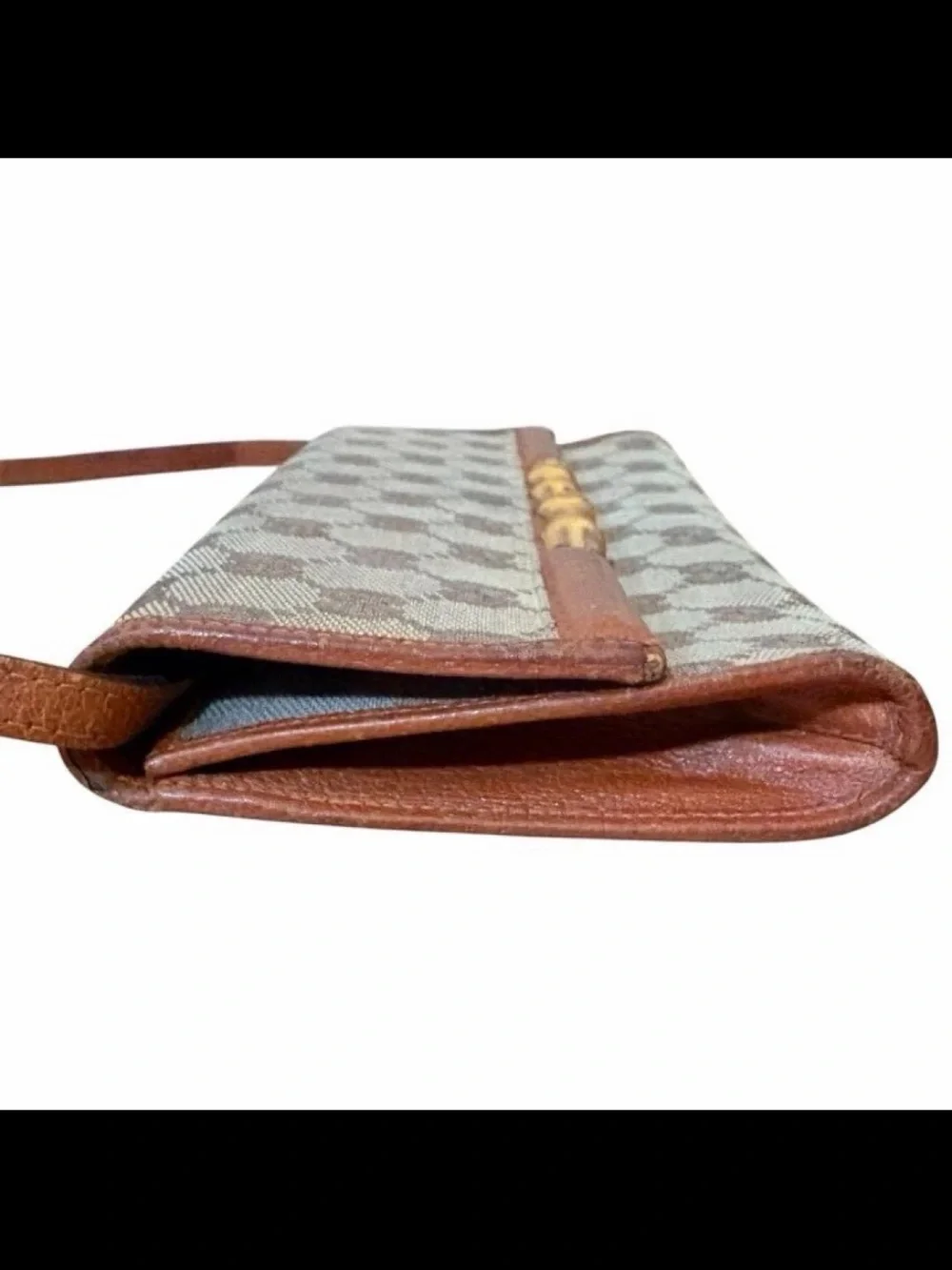 Gucci Beige Brown GG Bamboo Shoulder Bag